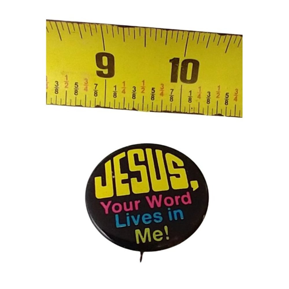 Vintage Christian Jesus Word Live In Me Pin Pinback Button